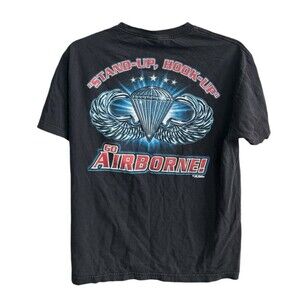 Vintage 7.62 Design Mens T-shirt US Army  Airborne Double Sided Size Large